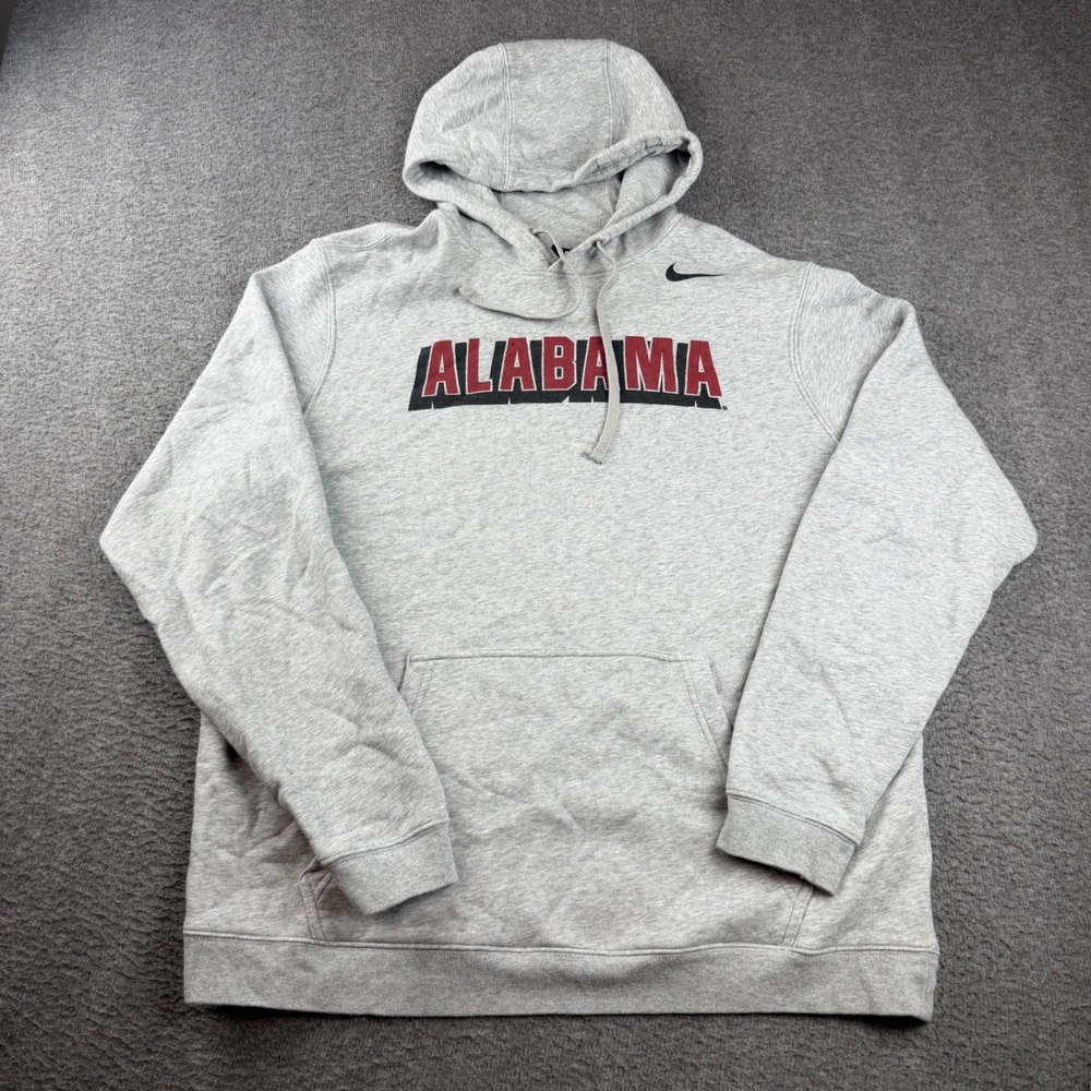 Nike Alabama Hoodie Men's XL Gray Crimson Tide Pullover Graphic Sweatshirt